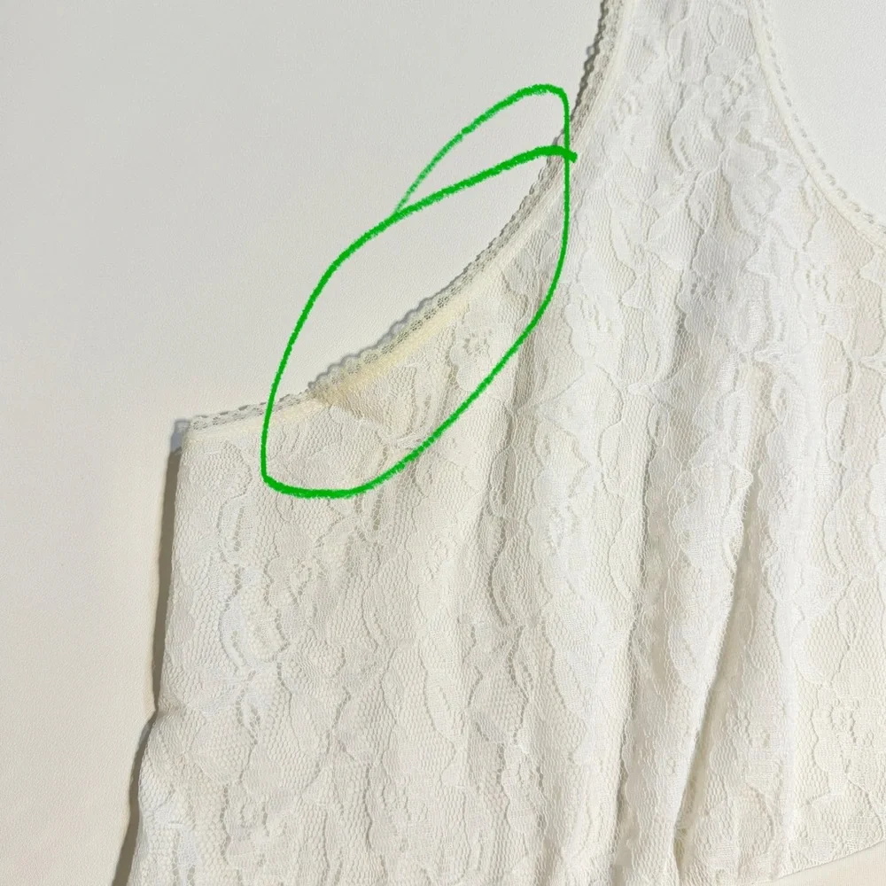 VINTAGE 70s white lace full dress slip nightgown lingerie layer midi plus‎ size - Picture 13 of 13